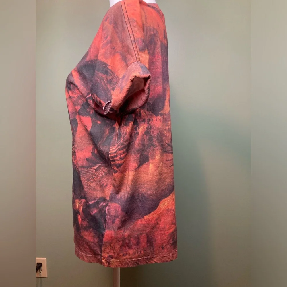 Allsaints graphic Tee Horses Eagle desert print XS/S Orange shirt womens - Picture 6 of 9